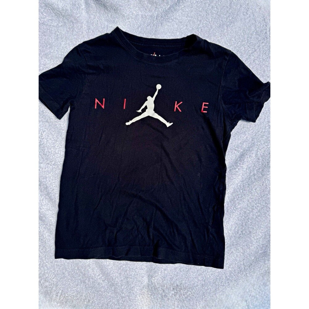 Jordan Boys S Black Graphic Print Logo Crew Neck Short Sleeve T-Shirt